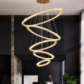 YLK Ring design modern led crystal chandelier for staircase luxury home decor