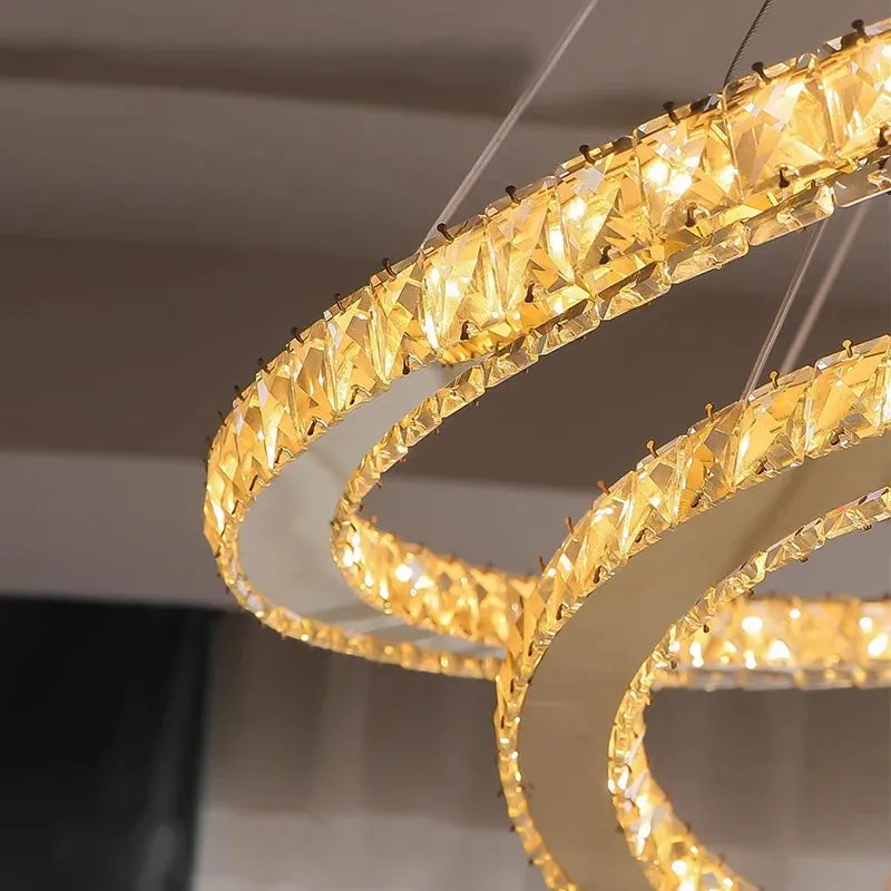 YLK Ring design modern led crystal chandelier for staircase luxury home decor