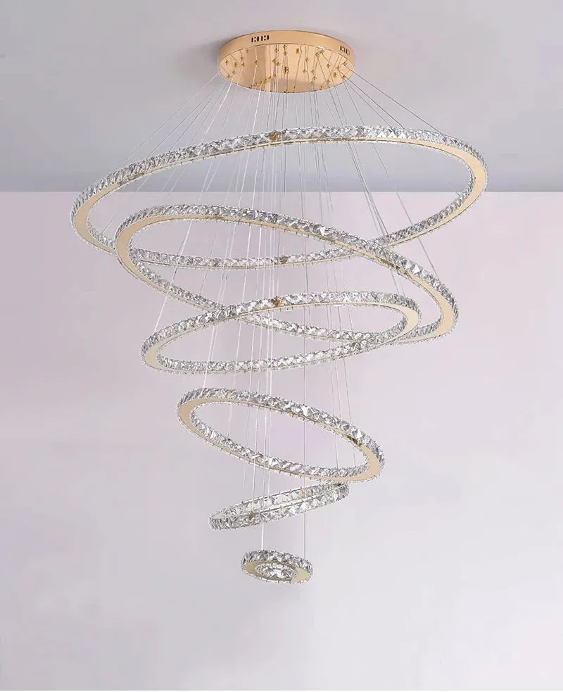 YLK Ring design modern led crystal chandelier for staircase luxury home decor