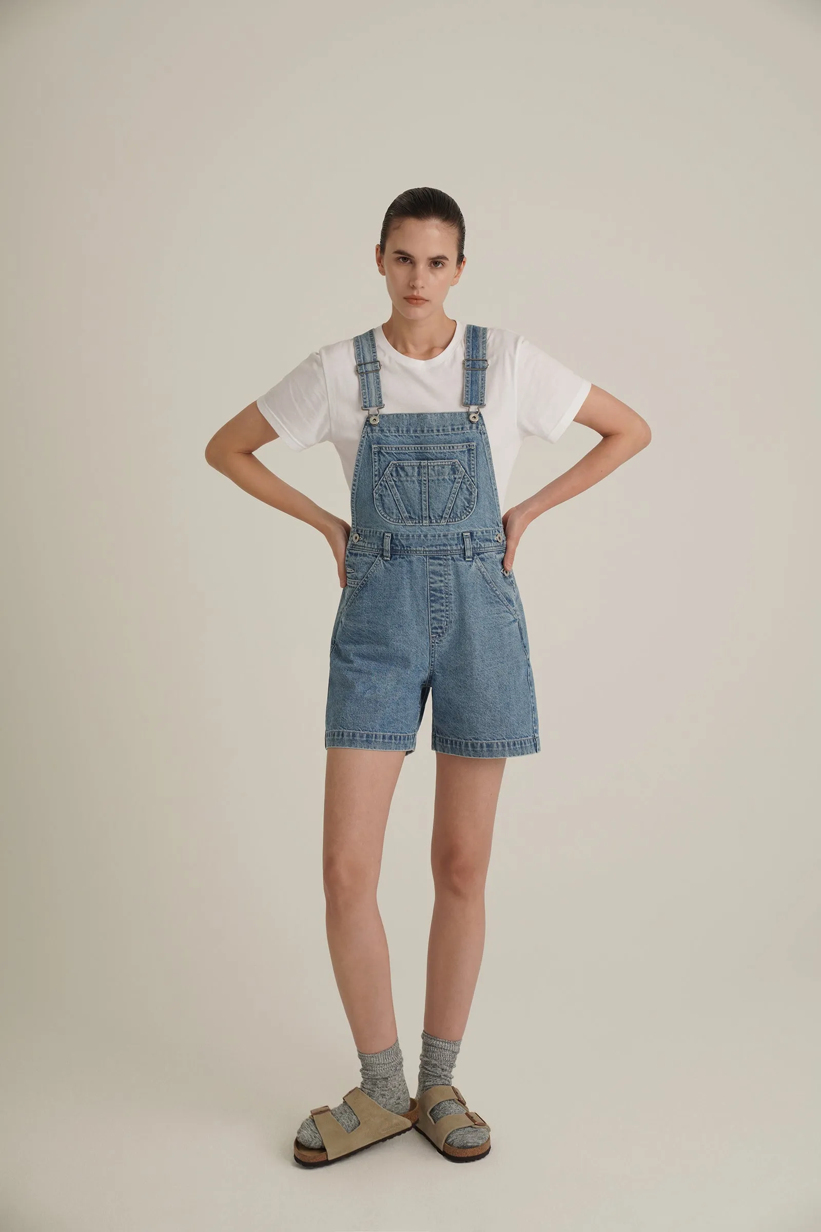 ZNEJeans -Women's strappy denim jumpsuit shorts 1228
